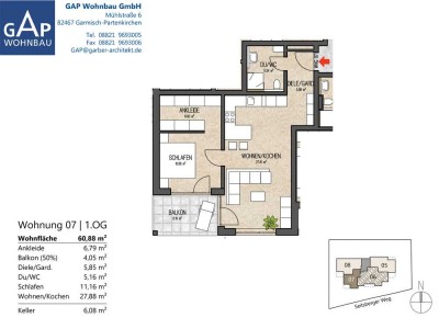 gemütliche Zweiraumwohnung im OG mit Südwestbalkon