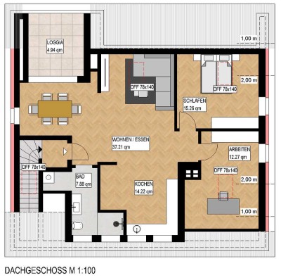 Hochwertig kernsanierte 3-Zimmer Wohnung mit Dachterrasse