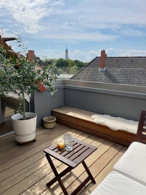 Dachgeschosswohnung, Süd-West Dachloggia, Maisonette 3,5 Zimmer nahe Inselwall