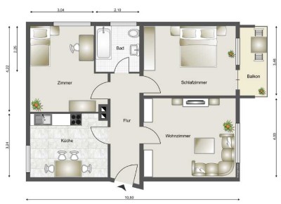 Stilvolle 3-Raum-Wohnung mit Balkon in Singen (Hohentwiel)