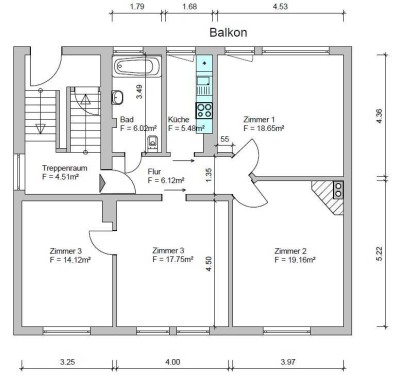 Sanierte 4-Zimmer Altbau Wohnung mit neuer Einbauküche