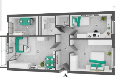 3 Zimmer Wohnung zur Kapitalanlage mit Balkon und Gäste WC