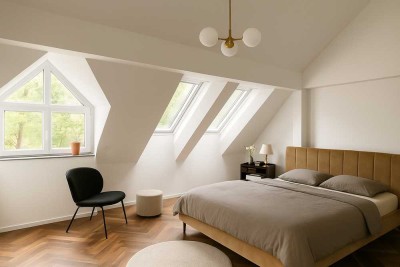 Offenes, großzügiges Wohnen auf zwei Ebenen mit Loggia und Garten