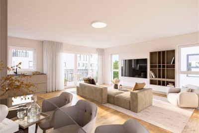 Lichtdurchflutete 4-Zimmer-Wohnung im 1. OG mit Südbalkon | Neubau-Erstbezug