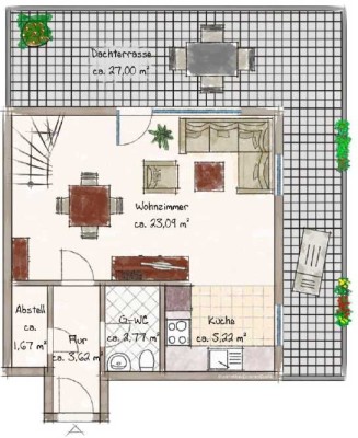 Exklusive, gepflegte 2-Zimmer Maisonette-Wohnung mit Dachterrasse EBK und Außenpool in Kaltenkirchen