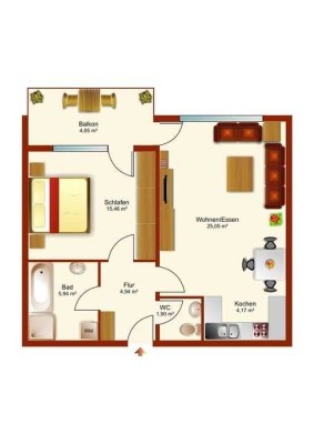 2,5-Zimmer-Hochparterre-Wohnung mit gehobener Innenausstattung mit EBK in Heilbronn