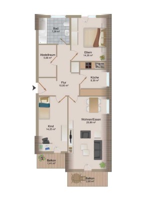Helle 3,5-Zimmer Dachgeschosswohnung in Hamm-Werries Maxi-Park/-Center