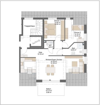 3 Zimmer Dachgeschoss Neubau Wohnung mit Balkon *provisionsfrei*