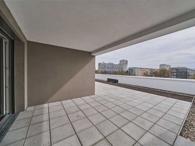 Wohnen im Penthouse! 3 Zimmer-WE, gr. Terrasse, offene Küche, bodengleiche Dusche, Smart-Home, TG