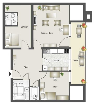3-Zimmer-Dachgeschosswohnung mit Balkon in Hangelar-Ost