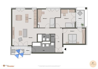 Moderne 4-Zimmer-Wohnung mit offener Küche
