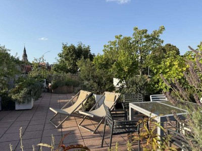 Pure Idylle über den Dächern von Leipzig – stilvolle 3-Zimmerwohnung mit 70 m² Dachterrasse