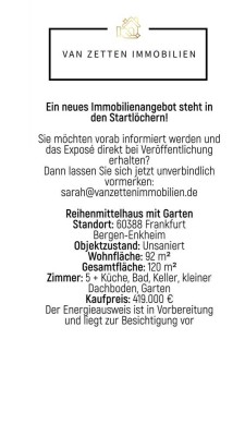 Reihenmittelhaus mit Garten in Frankfurt am Main Bergen-Enkheim