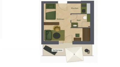 Lust auf Dachterrasse? schönes Apartment mit PKW-Stellplatz und Lift