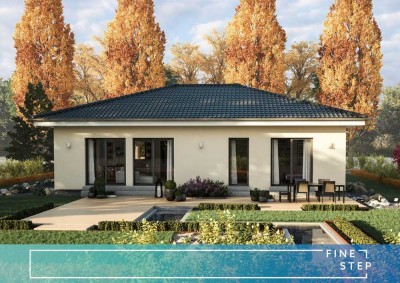 Modernes Effizienzhaus 55 – Bungalow mit ca. 1.090 m² Grundstück