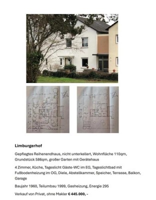 Attraktives Reihenendhaus in Limburgerhof