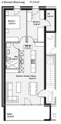 3-Zimmer-Dachgeschosswohnung mit Ausblick | Whg D09