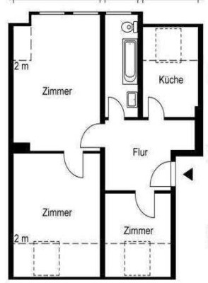 Schöne 3 Zimmer Lichtdurchflutete, gut geschnittene Wohnung mit Tageslichtwannenbad
