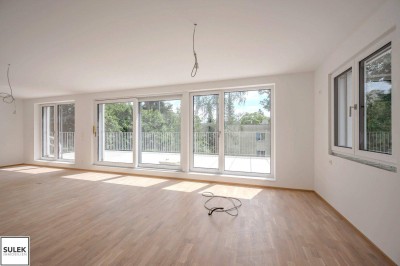 Exklusiv Wohnen in Grünruhelage: großzügige 2 Zimmer Erstbezugswohnung mit südseitiger 30m2 Terrasse – jetzt vormerken &amp; 9/25 einziehen!