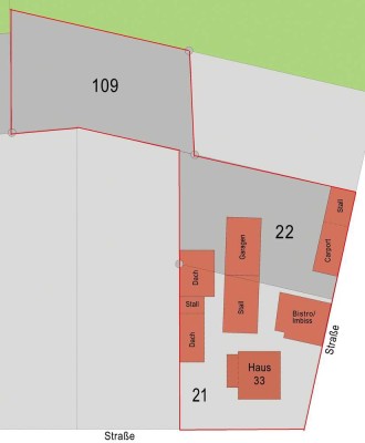 2.186 m² mit EFH, "Schiller-Eck", Garagen, Carports, Ställe, Weidewiese in Schildow