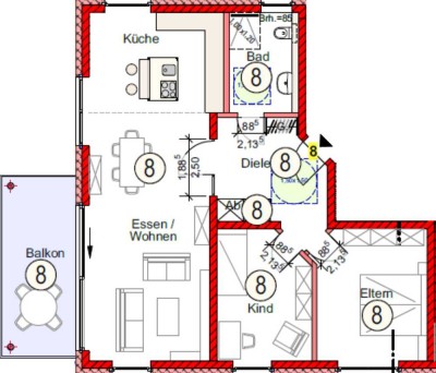 Hochwertige NEUBAU – 3-Zimmer-Eigentumswohnung im 1. OG mit Balkon in ruhiger, zentraler Lage