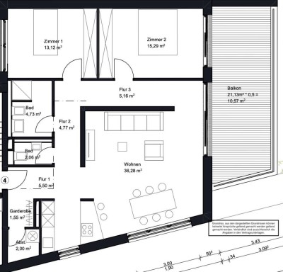 Wohnung mit Gartensicht EBK und Balkon: 3,5-Zimmer-Wohnung in Karlsruhe