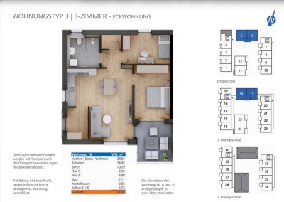 Moderne 3-Zimmer-Neubau-Wohnung zu vermieten - Erdgeschoss - KfW40-Standard