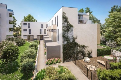 Erstbezug! Neubau-Reihenhaus mit Terrasse, Dachterrasse, Loggien &amp; Garten (auch für Anleger)