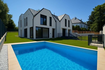 ERSTBEZUG - Luxus Doppelhaushälfte - 5 Zimmer - ca. 162,46 m² NFL - Moderne Haustechnik - Terrassen - Eigengarten mit POOL
