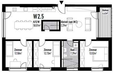 Helle 4-Zimmer-Wohnung im 1.OG mit Durchsicht von Ost nach West