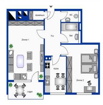 Großzügige 2-Zimmer-Wohnung mit Loggia im 8. Obergeschoss in Langen WE 34