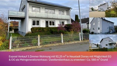 3-Zimmer Erdgeschosswohnung mit 2 Stellplätzen in Neustadt an der Donau zu verkaufen