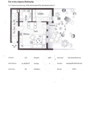2 Zimmer-Wohnung mit TG-Stellplatz,EBK,Keller,