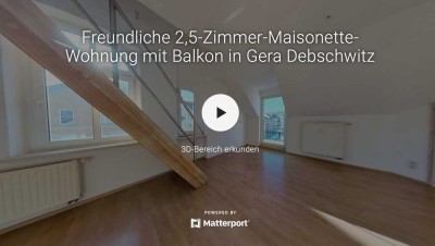 Freundliche 2,5-Zimmer-Maisonette-Wohnung mit Balkon in Gera Debschwitz