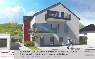 Hambach! Ortsrand! Schlossblick! Barrierefrei! -WHG B2: 4ZKB im OG mit Balkon-