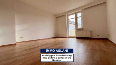 Großzügige 4 Raum-Wohnung mit 2 Bädern, 2 Balkonen und Glasfaser