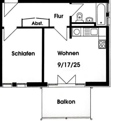 Möblierte 2-Zimmer-Wohnung mit Balkon und Einbauküche in Maintal