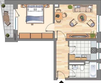 Erdgeschoss Wohnung mit neuem Duschbad und Balkon