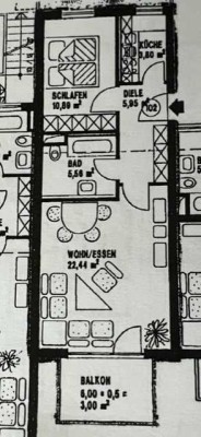 Stilvolle 2-Zimmer-Wohnung mit Balkon und Einbauküche in Gundelfingen