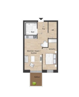 Erstbezug mit Balkon & Küche: Stilvolle 2-Zimmer-Wohnung im begehrten Campus der Sunshine Lofts