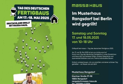 � massa grillt! - Grillfest & Hausbau-Erlebnis am 17. und 18. Mai 2025 im Musterhaus Rangsdorf