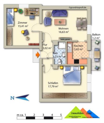 Eine gemütliche 3 Zimmer Wohnung mit Süd-Balkon