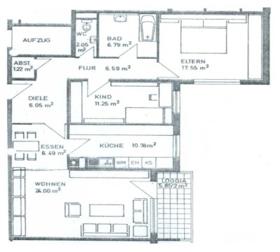 Gepflegte 3-Zimmer Wohnung mit Balkon im 4. OG in Mutterstadt