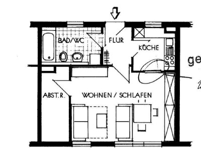 Zentrale und große Einraumwohnung