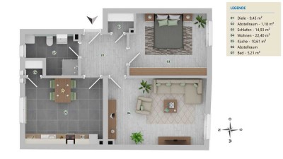 Freundliche 2-Zimmer-Wohnung + Küche in Bochum-Gerthe zu verkaufen