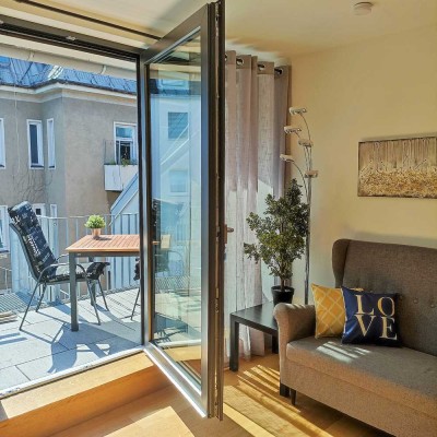 Möbl. Dachterrassen-Whg., zentral, ruhig, WLAN / furnished roof terrace apartment