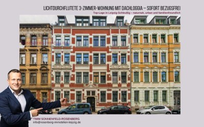 *Bezugsfrei* 3-Zimmerwohnung mit Dachloggia – Über den Dächern Schleußigs, Nähe Clara-Park