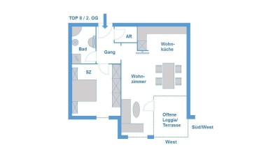 2-Zimmerwohnung in Bestlage Schwaz, direkt neben Krankenhaus - 2. Stock - offene West-Loggia - inklusive Garage - ab Dezember 2024