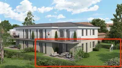 KfW40 Neubau -Erdgeschoss Wohnung mit großer Terrasse und Garten