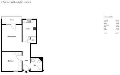 Seniorengerechte 2-Zimmer-Wohnung (Mindestalter 60 J.), EG, mit Stellplatz, in Leimen-Zentrum